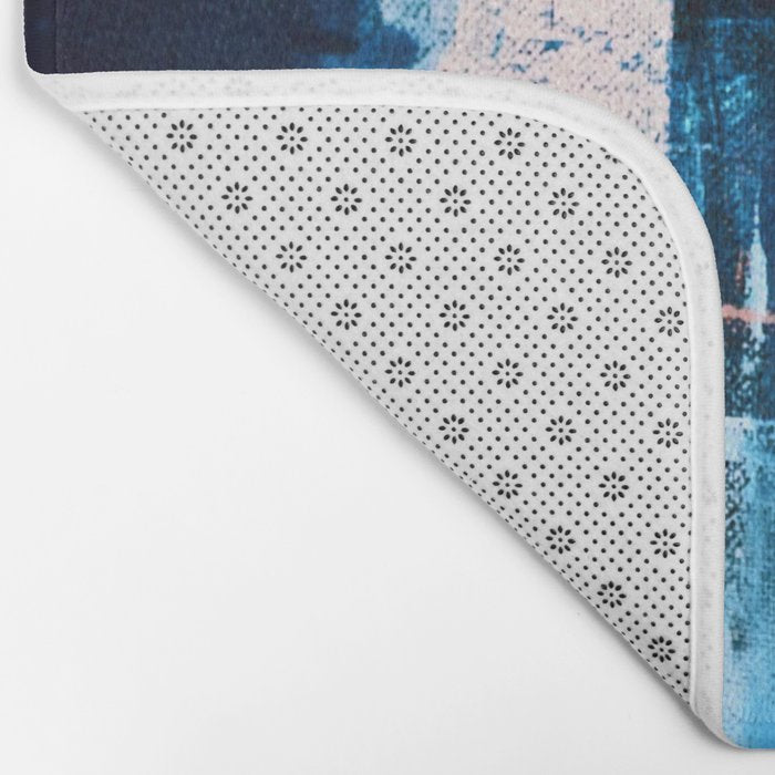 On the Dock: a pretty abstract design in blues and pinks by Alyssa Hamilton Art Bath Mat Gallery Image 2