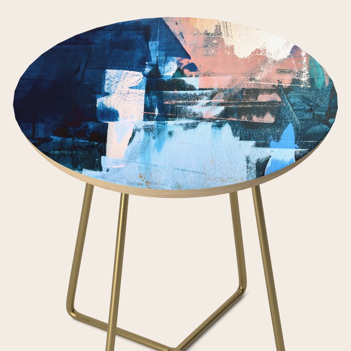 On the Dock: a pretty abstract design in blues and pinks by Alyssa Hamilton Art Side Table Gallery Image 2