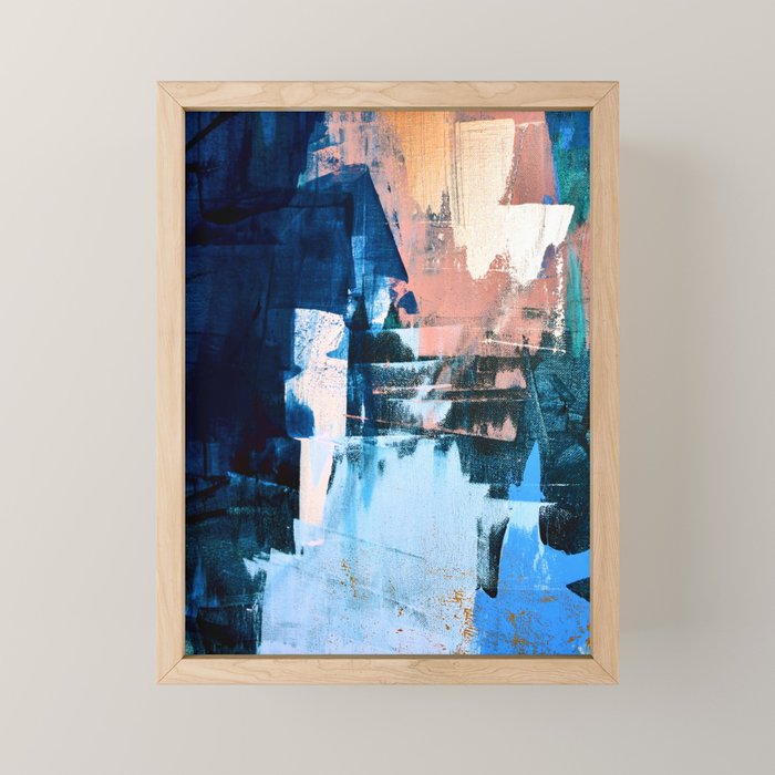 On the Dock: a pretty abstract design in blues and pinks by Alyssa Hamilton Art Mini Art Print Gallery Image 1