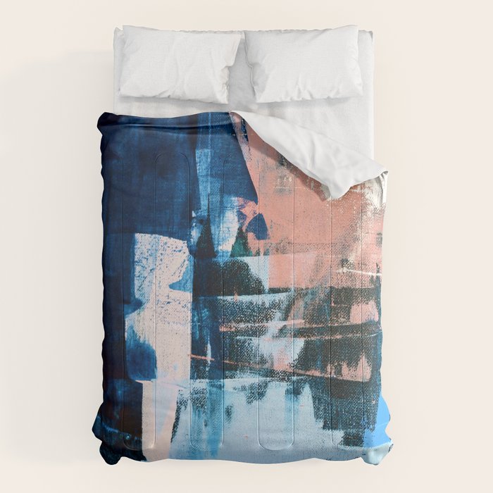 On the Dock: a pretty abstract design in blues and pinks by Alyssa Hamilton Art Comforter Gallery Image 6