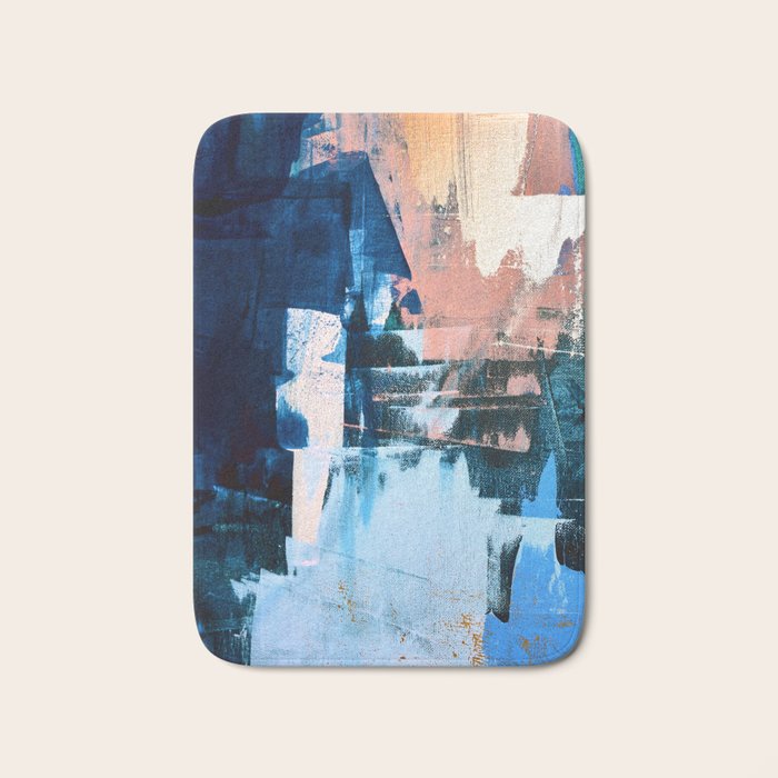 On the Dock: a pretty abstract design in blues and pinks by Alyssa Hamilton Art Bath Mat Gallery Image 1