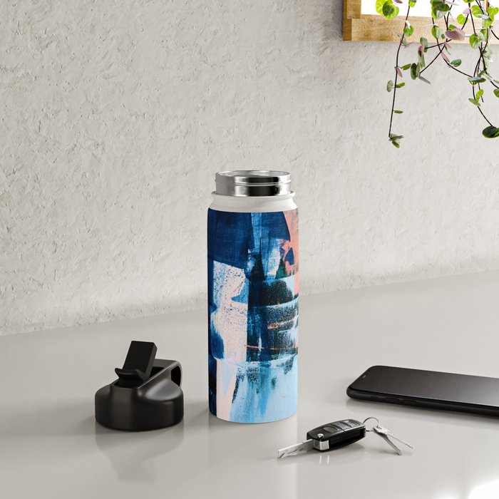On the Dock: a pretty abstract design in blues and pinks by Alyssa Hamilton Art Water Bottle Gallery Image 4