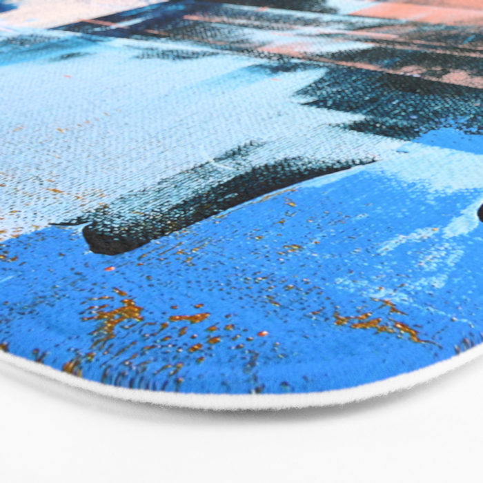 On the Dock: a pretty abstract design in blues and pinks by Alyssa Hamilton Art Bath Mat Gallery Image 3