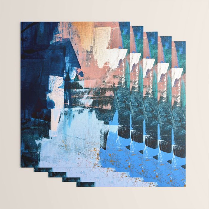 On the Dock: a pretty abstract design in blues and pinks by Alyssa Hamilton Art Wrapping Paper Gallery Image 3