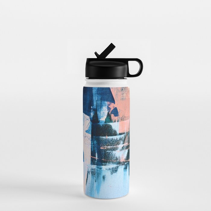 On the Dock: a pretty abstract design in blues and pinks by Alyssa Hamilton Art Water Bottle Gallery Image 1