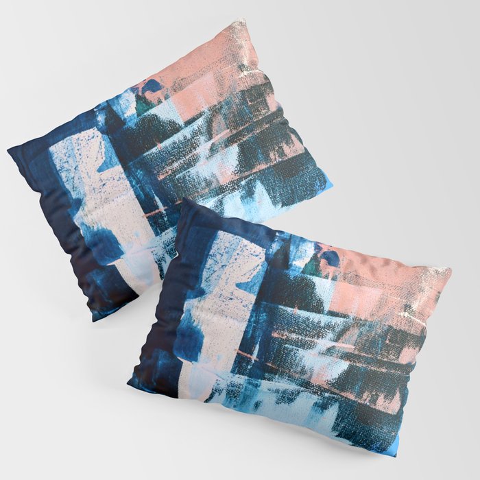 On the Dock: a pretty abstract design in blues and pinks by Alyssa Hamilton Art Pillow Sham Gallery Image 3