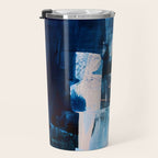 On the Dock: a pretty abstract design in blues and pinks by Alyssa Hamilton Art Travel Mug Gallery Image 3
