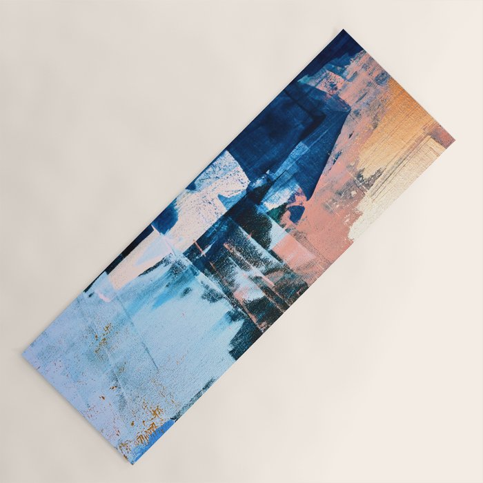 On the Dock: a pretty abstract design in blues and pinks by Alyssa Hamilton Art Yoga Mat Gallery Image 1