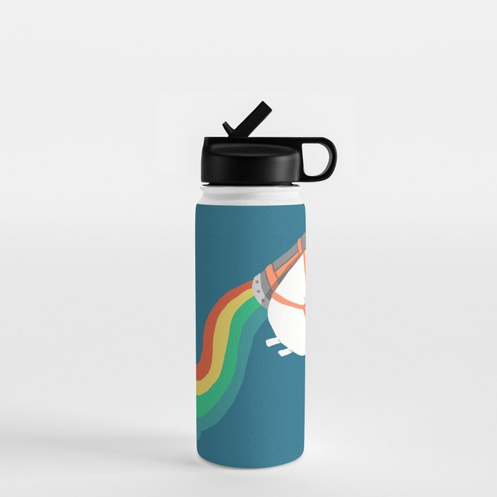 Fat Unicorn on Rainbow Jetpack Water Bottle Gallery Image 1