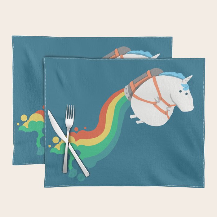 Fat Unicorn on Rainbow Jetpack Placemat Gallery Image 1