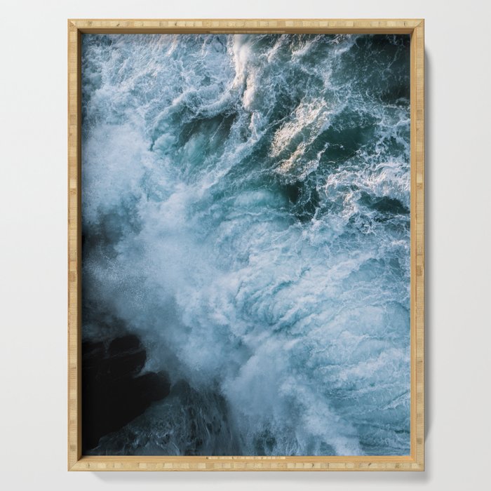 Wave in Ireland during sunset - Oceanscape Serving Tray Gallery Image 1