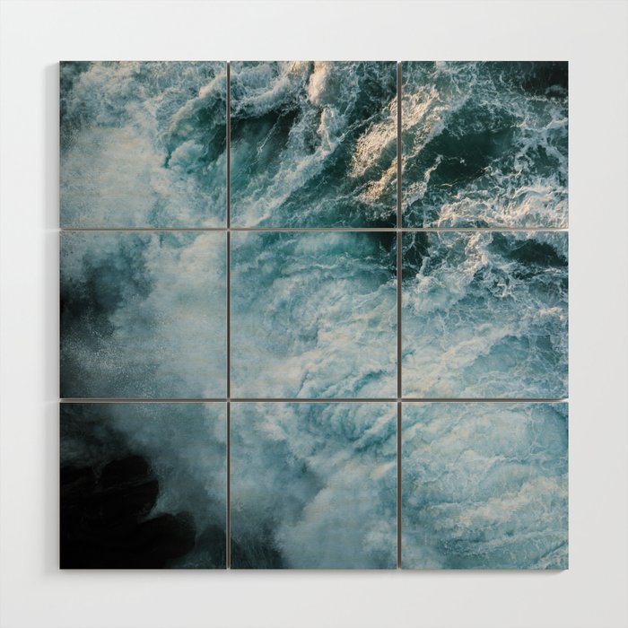 Wave in Ireland during sunset - Oceanscape Wood Wall Art Gallery Image 1