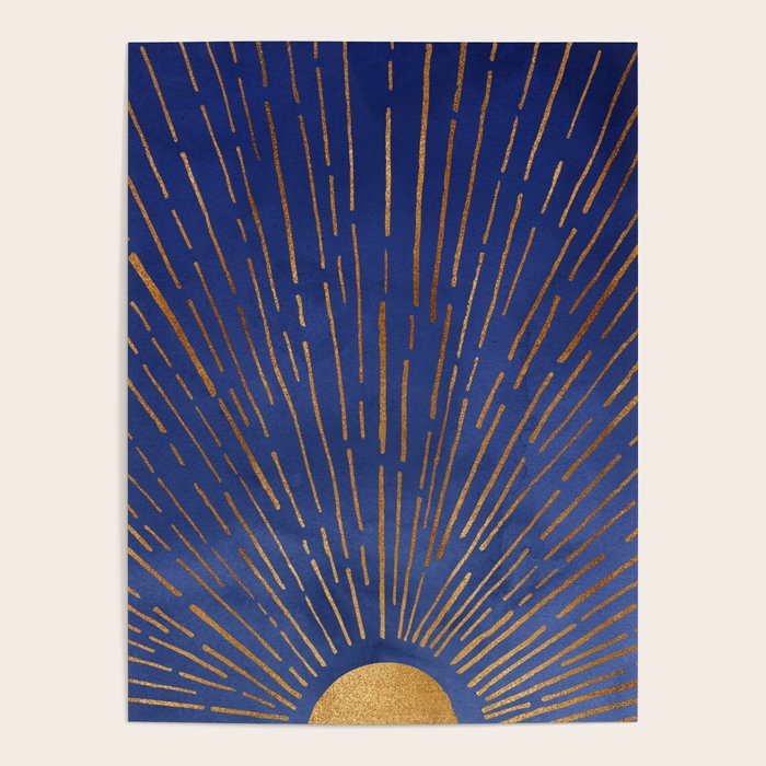 Twilight Blue and Metallic Gold Sunrise Poster Gallery Image 4