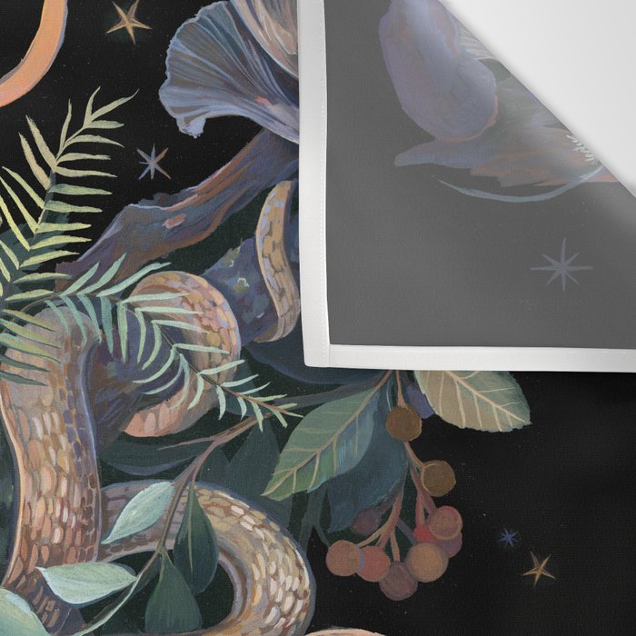 Owl and Snakes Mushroom forest Wall Tapestry Gallery Image 3