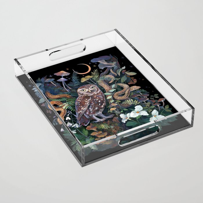 Owl and Snakes Mushroom forest Acrylic Tray Gallery Image 1