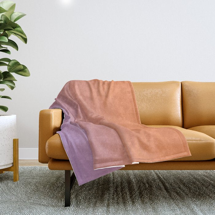 OMBRE ORANGE PURPLE PASTEL COLOR Throw Blanket Gallery Image 1