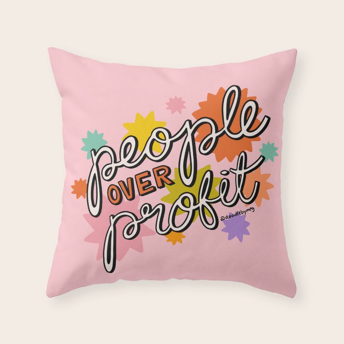 People Over Profit Throw Pillow Gallery Image 1