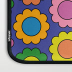 Colorful Flowers Cheerful Happy Retro Pattern on Blue Laptop Sleeve Gallery Image 3