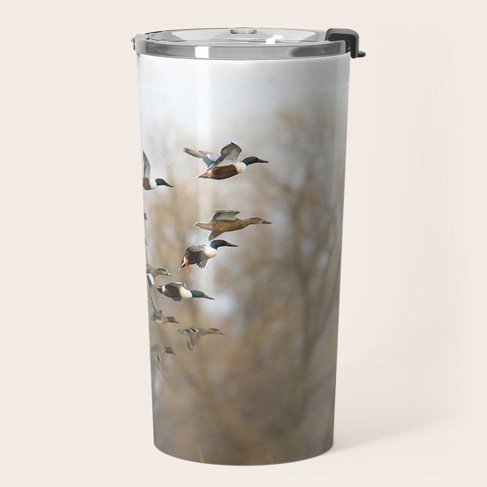 Ducks in Autumn Flight Travel Mug Gallery Image 2