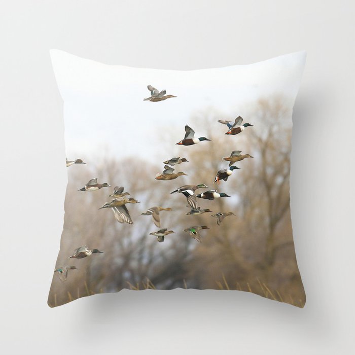 Ducks in Autumn Flight Throw Pillow Gallery Image 6