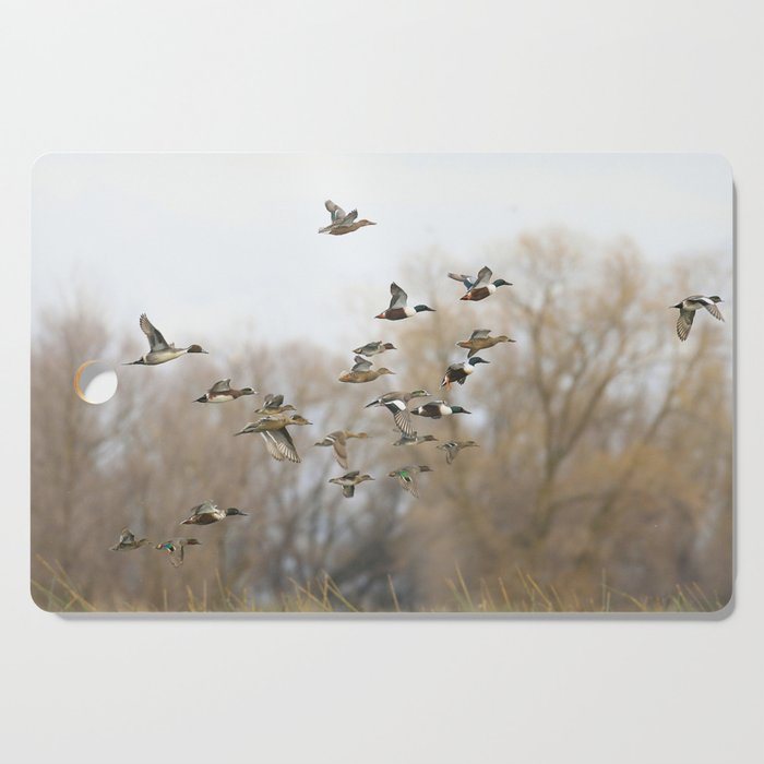 Ducks in Autumn Flight Cutting Board Gallery Image 1