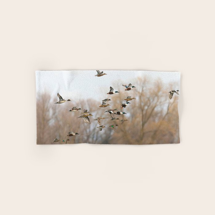 Ducks in Autumn Flight Bath Towel Gallery Image 1
