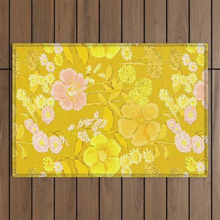 Grandma's Flowers (Yellow) Outdoor Rug Gallery Image 1