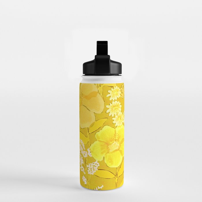 Grandma's Flowers (Yellow) Water Bottle Gallery Image 2