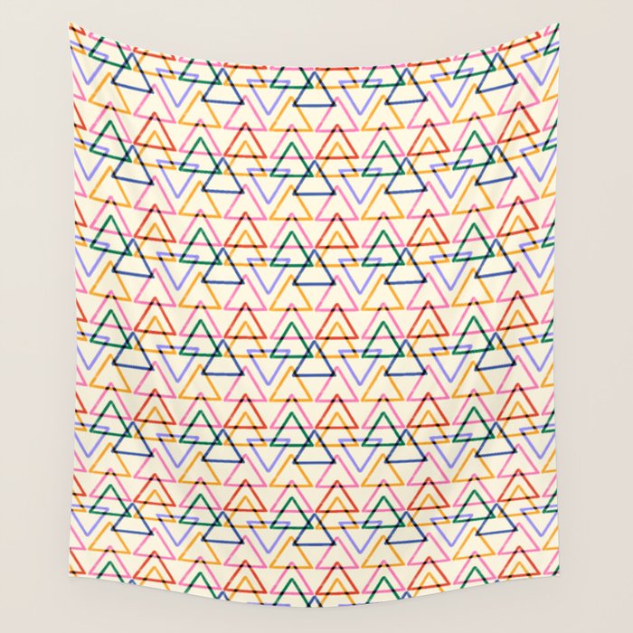 Colorful Triangle Stamp Pattern Wall Tapestry Gallery Image 1
