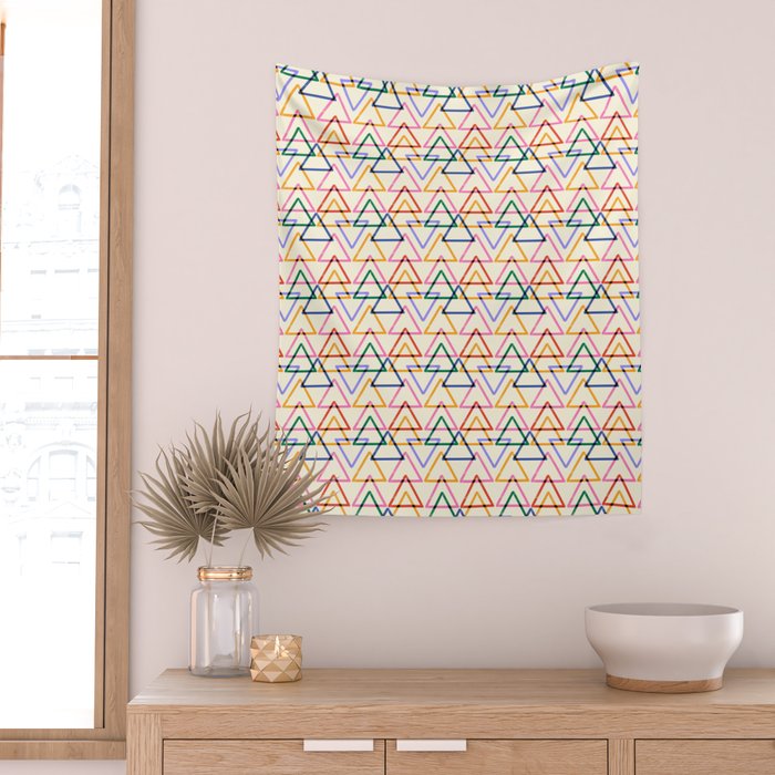 Colorful Triangle Stamp Pattern Wall Tapestry Gallery Image 2