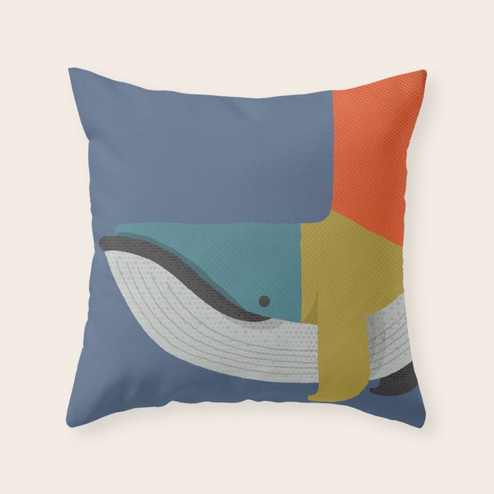 Blue Whale Throw Pillow Gallery Image 1