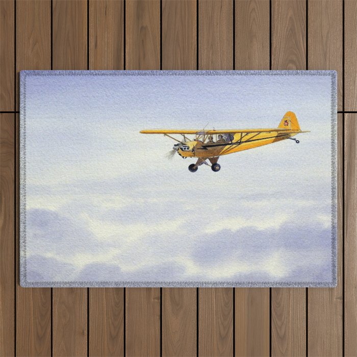 J-3 Piper Cub Aircraft Outdoor Rug Gallery Image 1