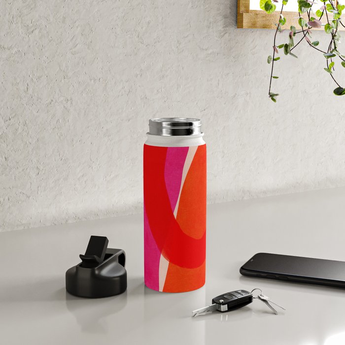 relations IV - pink shapes minimal painting Water Bottle Gallery Image 4