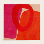 relations IV - pink shapes minimal painting Wood Wall Art Gallery Image 1