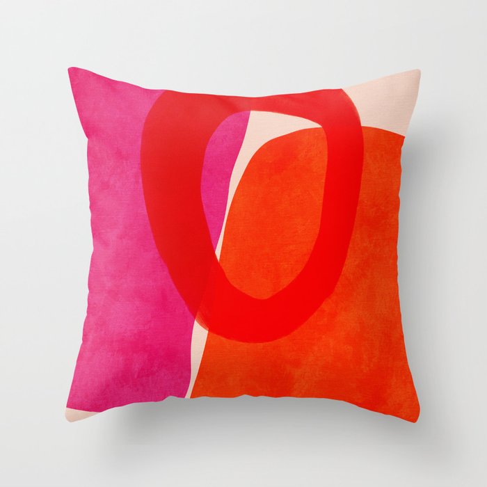 relations IV - pink shapes minimal painting Throw Pillow Gallery Image 6