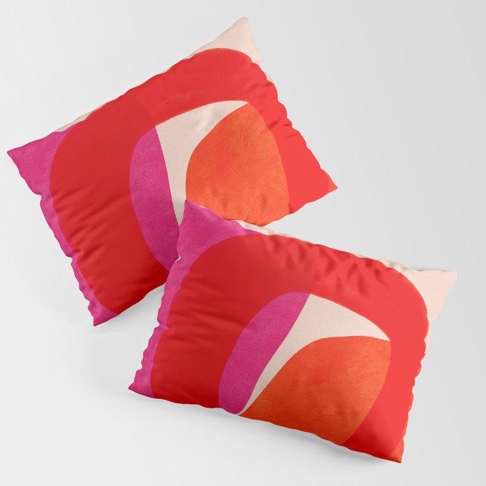 relations IV - pink shapes minimal painting Pillow Sham Gallery Image 1