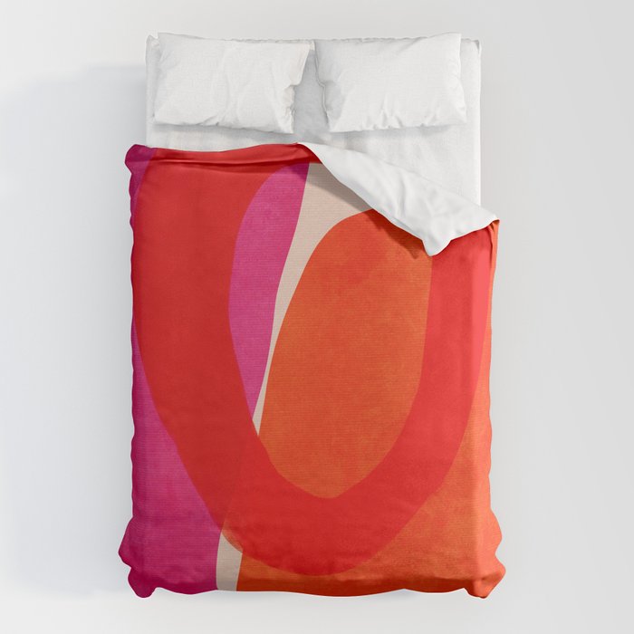 relations IV - pink shapes minimal painting Duvet Cover Gallery Image 1