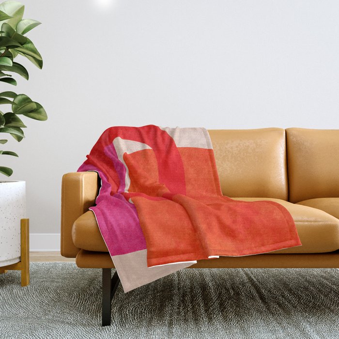relations IV - pink shapes minimal painting Throw Blanket Gallery Image 1