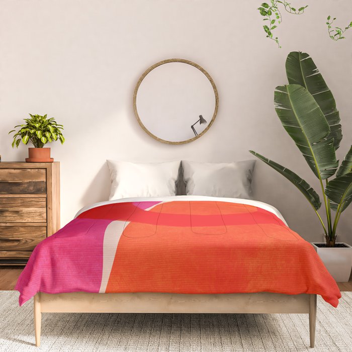 relations IV - pink shapes minimal painting Comforter Gallery Image 3
