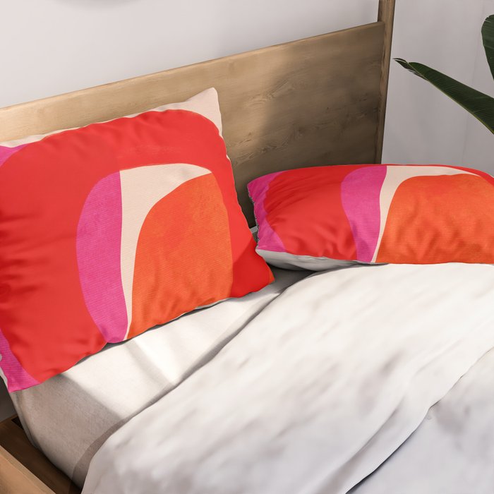 relations IV - pink shapes minimal painting Pillow Sham Gallery Image 2