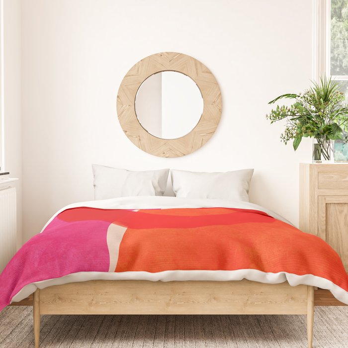 relations IV - pink shapes minimal painting Duvet Cover Gallery Image 3