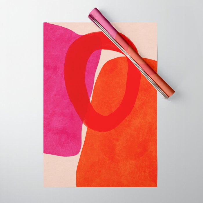 relations IV - pink shapes minimal painting Wrapping Paper Gallery Image 1
