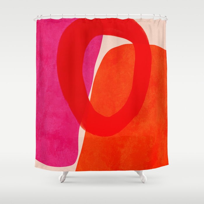 relations IV - pink shapes minimal painting Shower Curtain Gallery Image 1