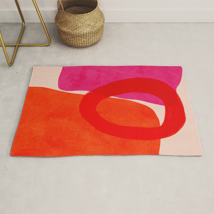 relations IV - pink shapes minimal painting Rug Gallery Image 1