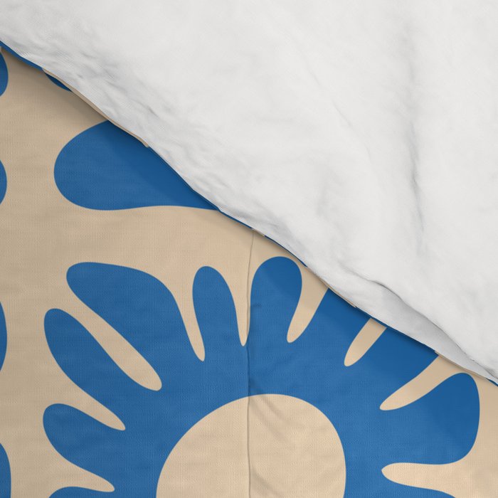 Abstract blue retro flower art pattern Comforter Gallery Image 4