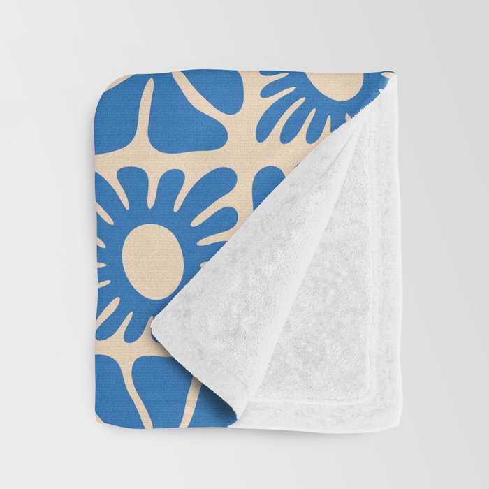 Abstract blue retro flower art pattern Throw Blanket Gallery Image 3