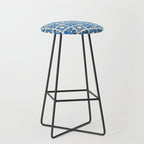 Abstract blue retro flower art pattern Stool Gallery Image 1