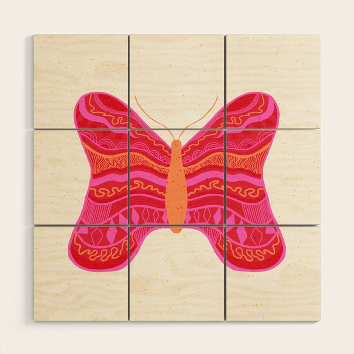 Psychedelic Butterfly Wood Wall Art Gallery Image 1