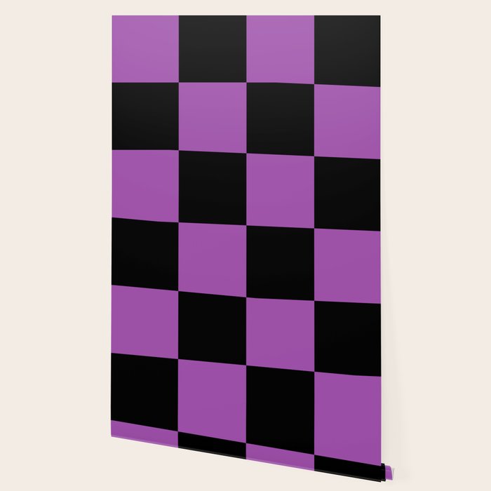 Halloween Checkered Purple and Black Check Pattern Wallpaper Gallery Image 2