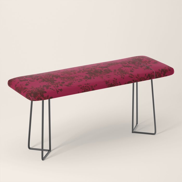 Vintage black gray red bohemian floral pattern Bench Gallery Image 1
